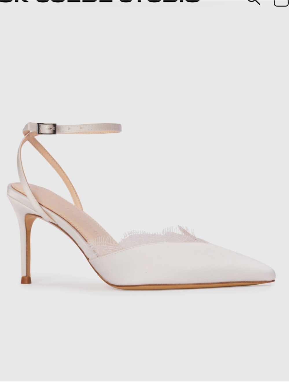 Black Suede Studio LACE 80 PUMP 38.5 / 8 White Satin